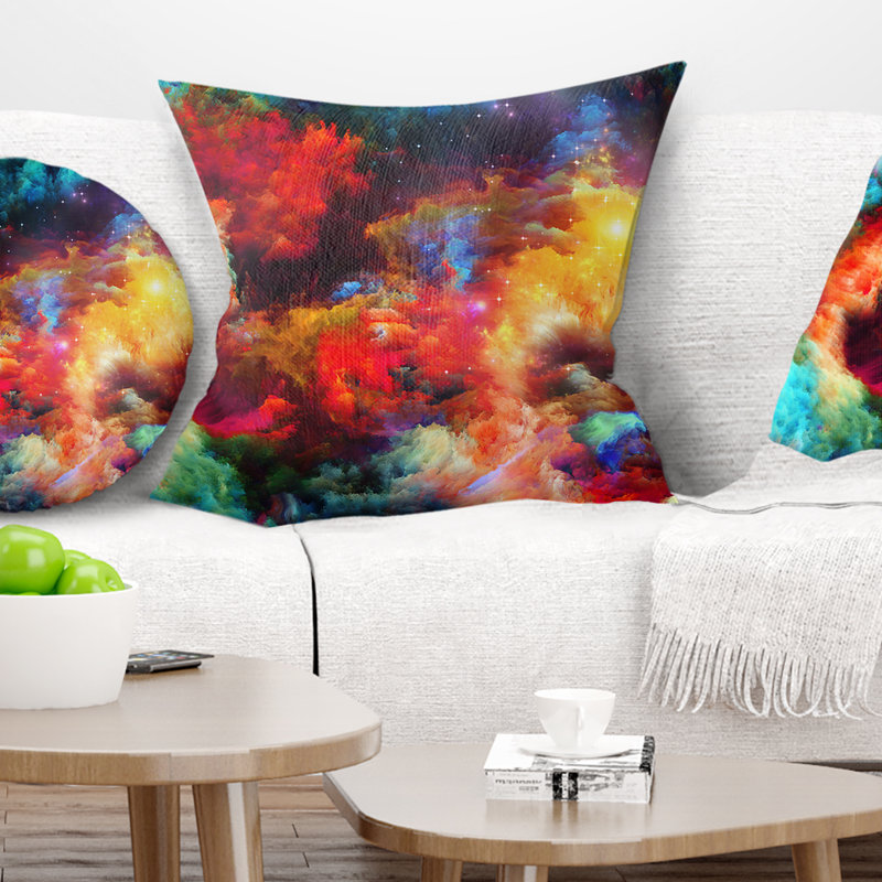 Fractal Paint Fusion - coussin imprimé abstrait, 16 po x 1 po, Coussin décoratif