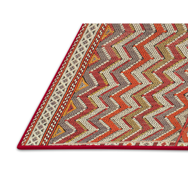 Tapis en laine brun / orange, Rectangle 5 pi x 7 pi