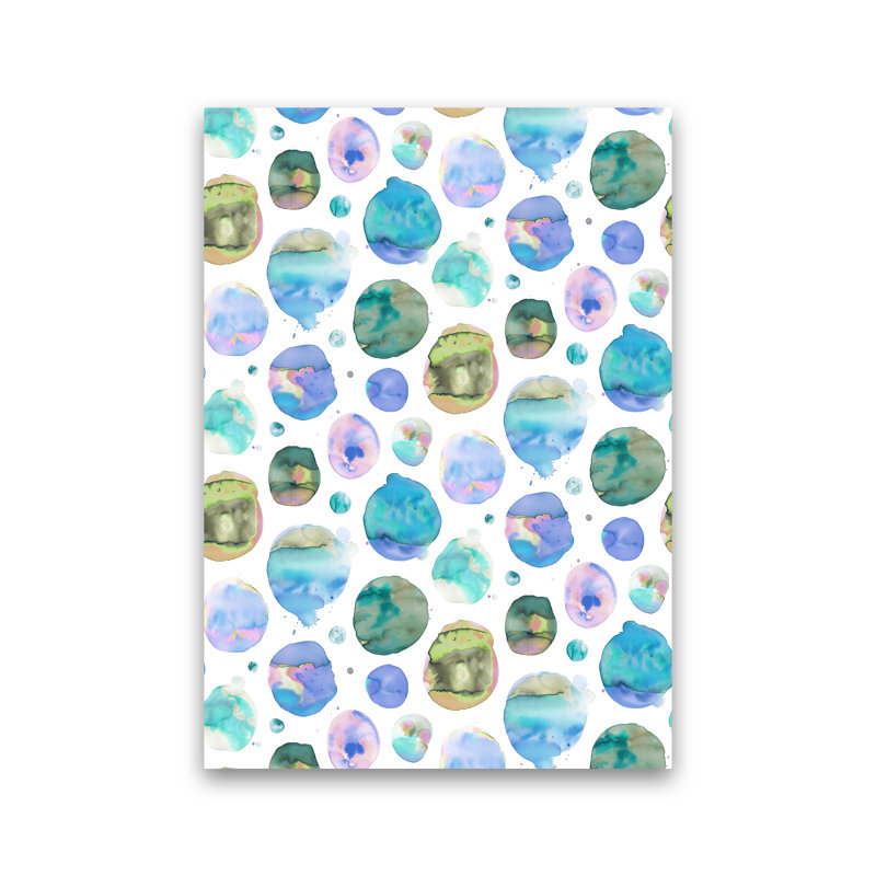 Big Watery Dots Blue - Print, 30cm H x 21cm W x 1cm D, No Framed