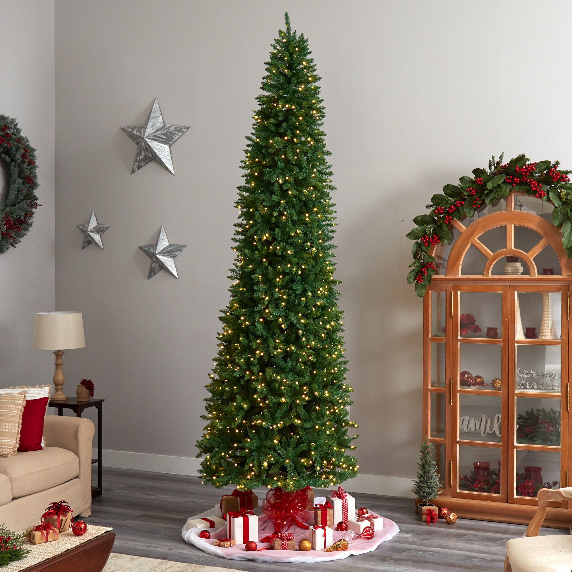 Lighted Artificial Pine Christmas Tree, 11' H