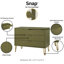 Commode cannelée 35 po Dumbo - vert olive (3 tiroirs)-996966298