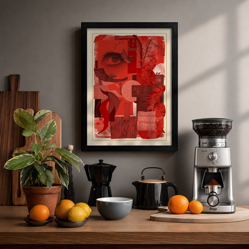Crimson Fragments Eclectic - Framed Print, A3 - 42.0 x 29.7 cm, Black