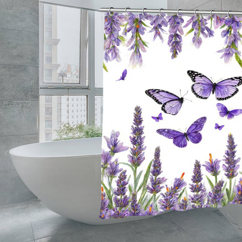 Rideaux de douche lavande pour salle de bain Butterfly