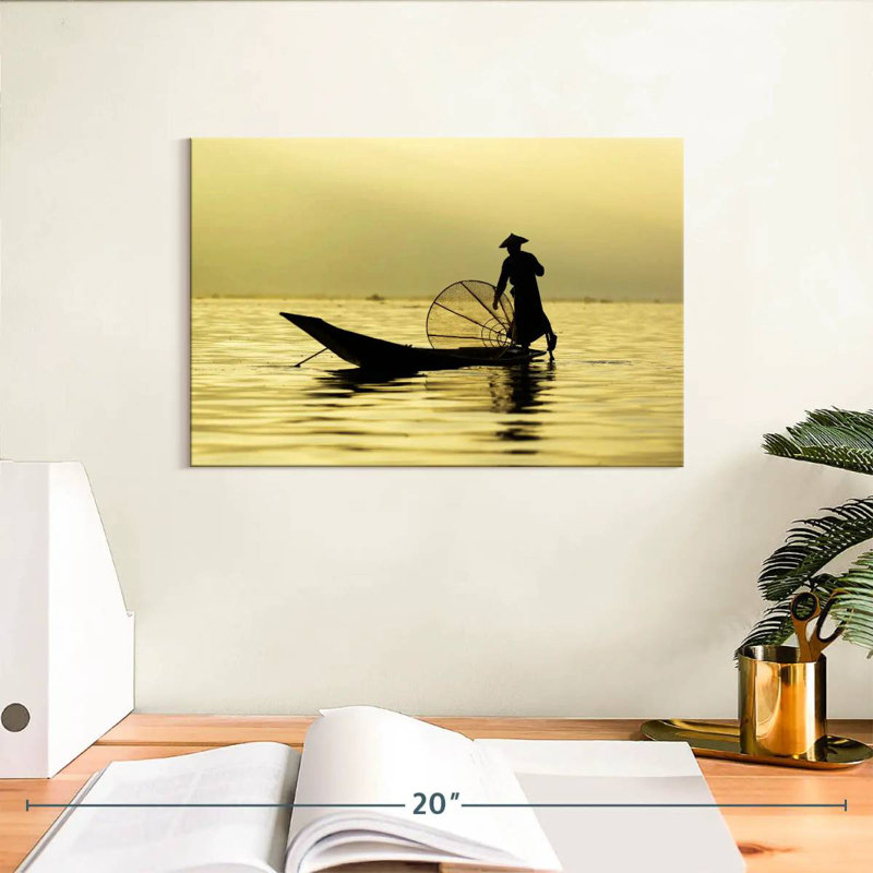 Pêcheur du lac Senne Inle, H 8 po x l 12 po