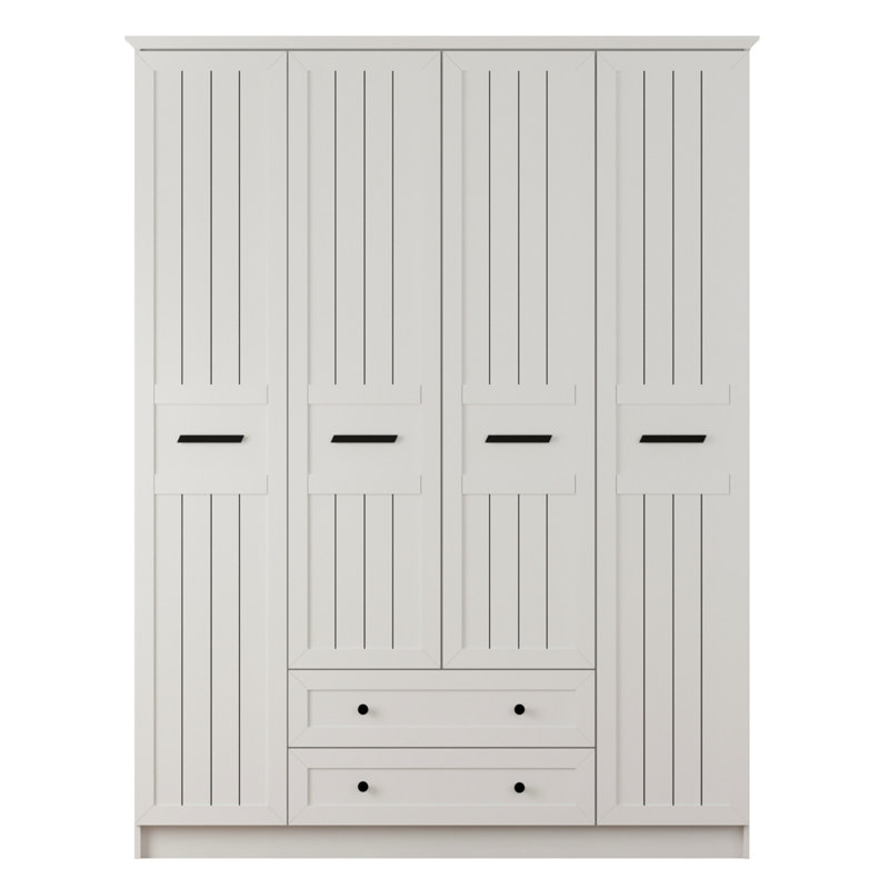 Hardinsburg 4 Door Manufactured Wood Wardrobe, 184cm H x 140cm W x 52cm D