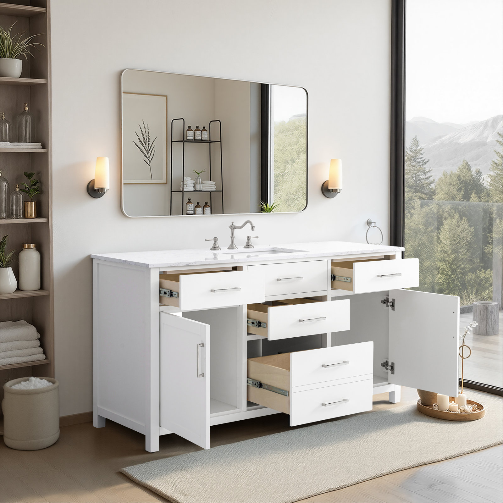 Shamar 60" Single Bathroom Vanity, White