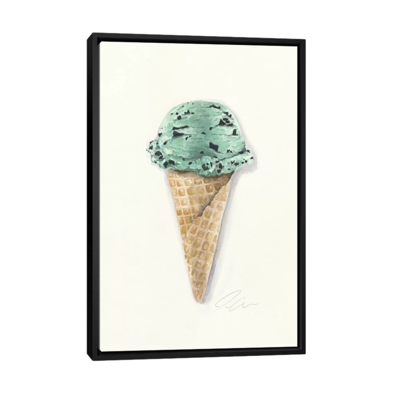 «Mint Chip», reproduction sur toile, H 26 po x l 18 po x P 1,5 po, Toile avec cadre noir, Pas de tapis