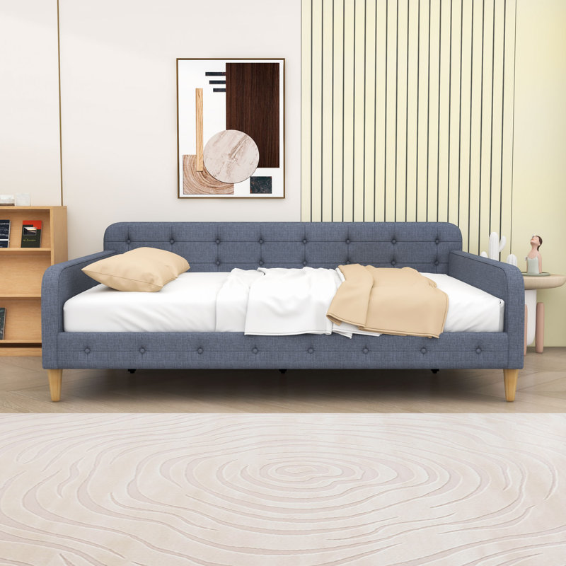 Queen Upholstered Daybed with Support Legs, Gray