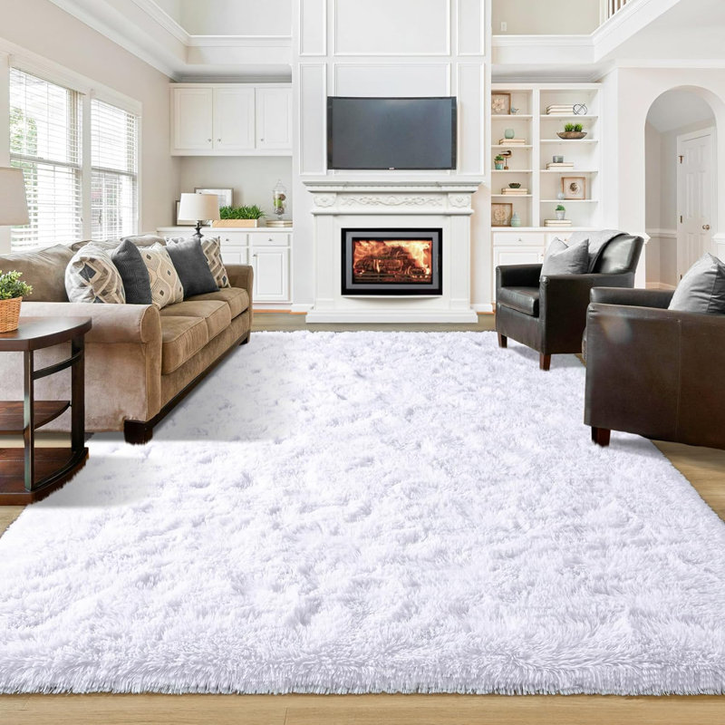 Shahen Rectangle Shag Area Rug, Rectangle 4' x 6', White