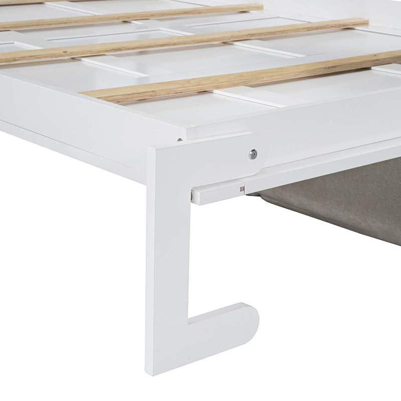 Queen Size Murphy Bed Wall Bed with Sofa, White