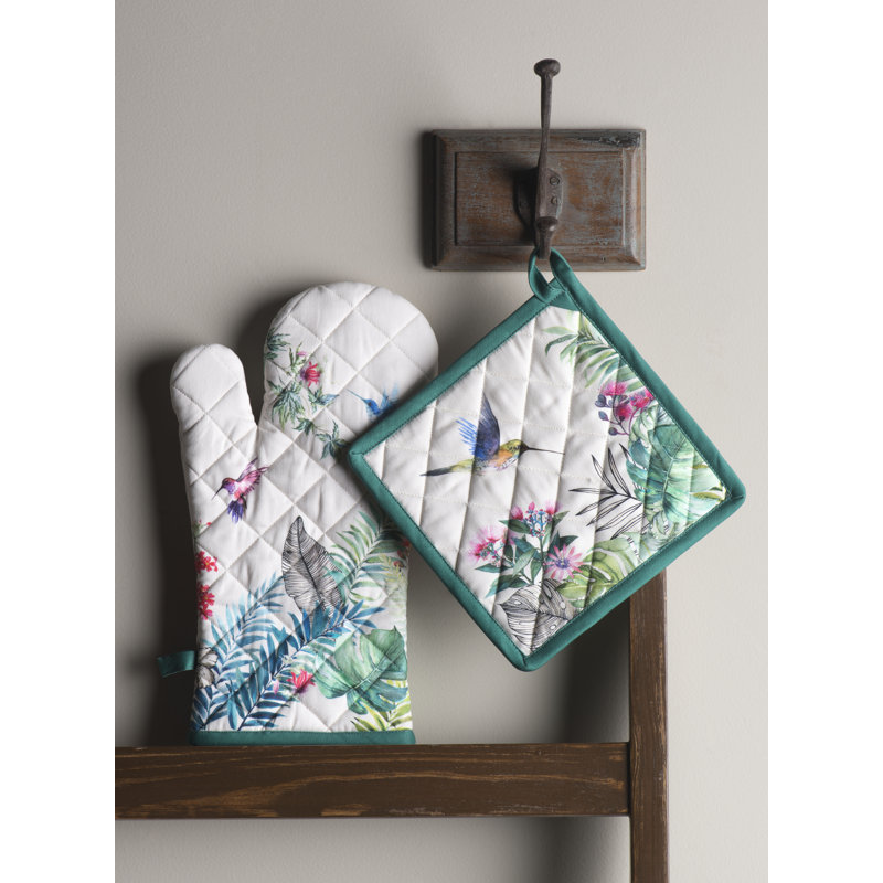 Gant de cuisine + manique 100 % coton Maison d'Hermine Tropiques - 7,5 po x 13 po et 8 po x 8 po