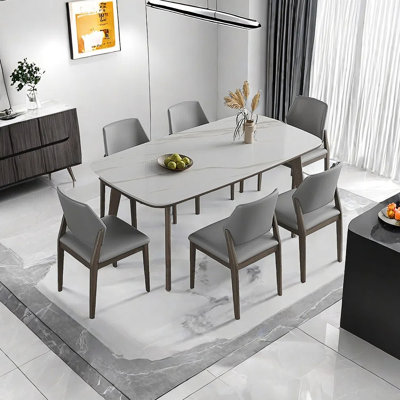 Rock plate dining table and chair combination