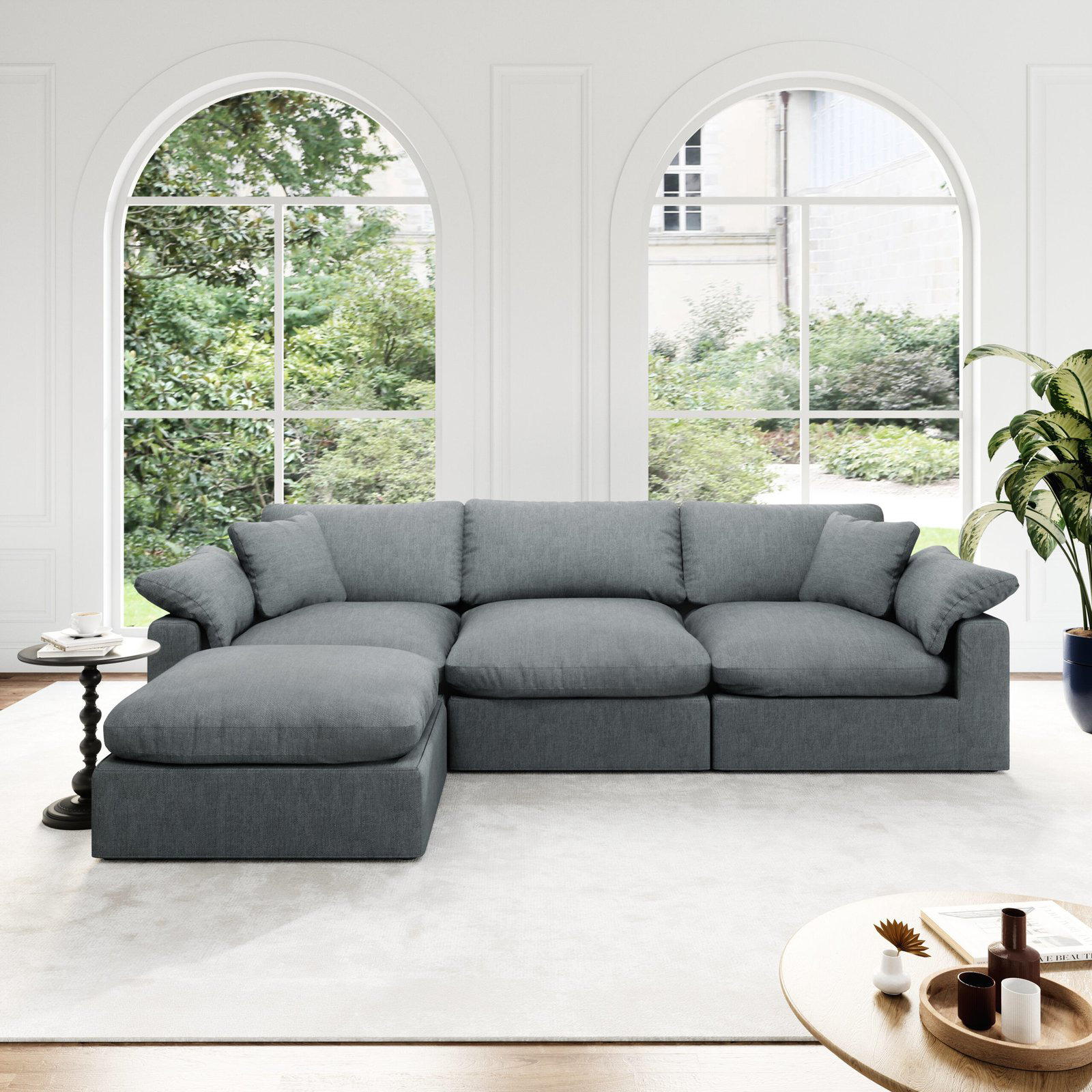 Latitude Run® Upholstered Cloud Modular Sectional Sofa, Modern Comfy ...