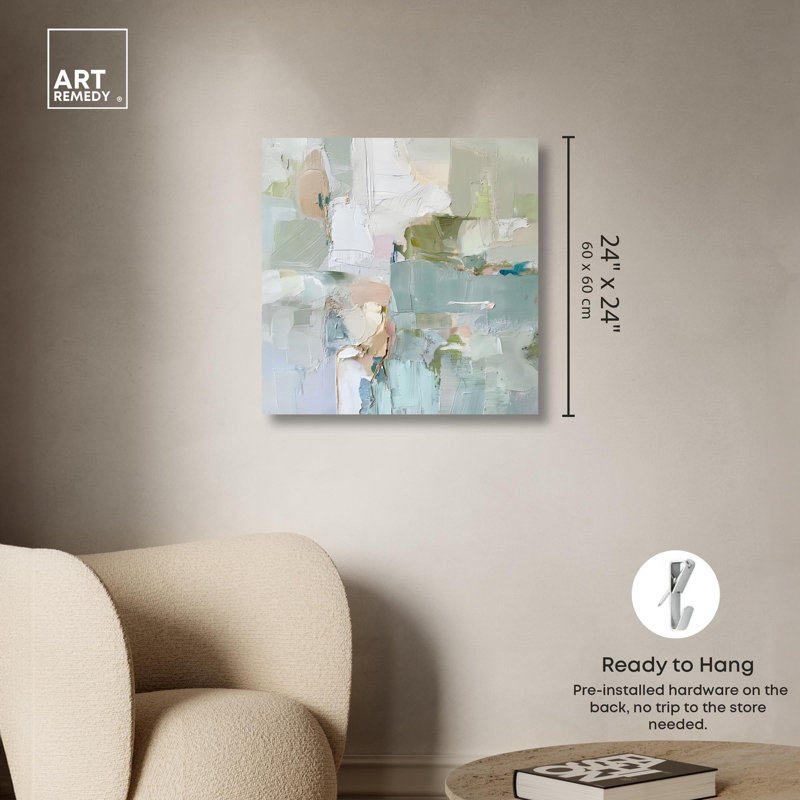 Jade Sweep I Canvas Minimal Abstracts by Art Remedy, Wrapped Canvas, 24" H x 24" W