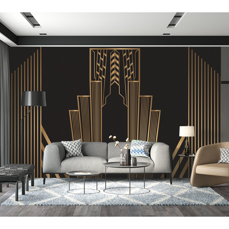 Papier peint de qualité supérieure - Art déco doré, L 108 po x l 150 po