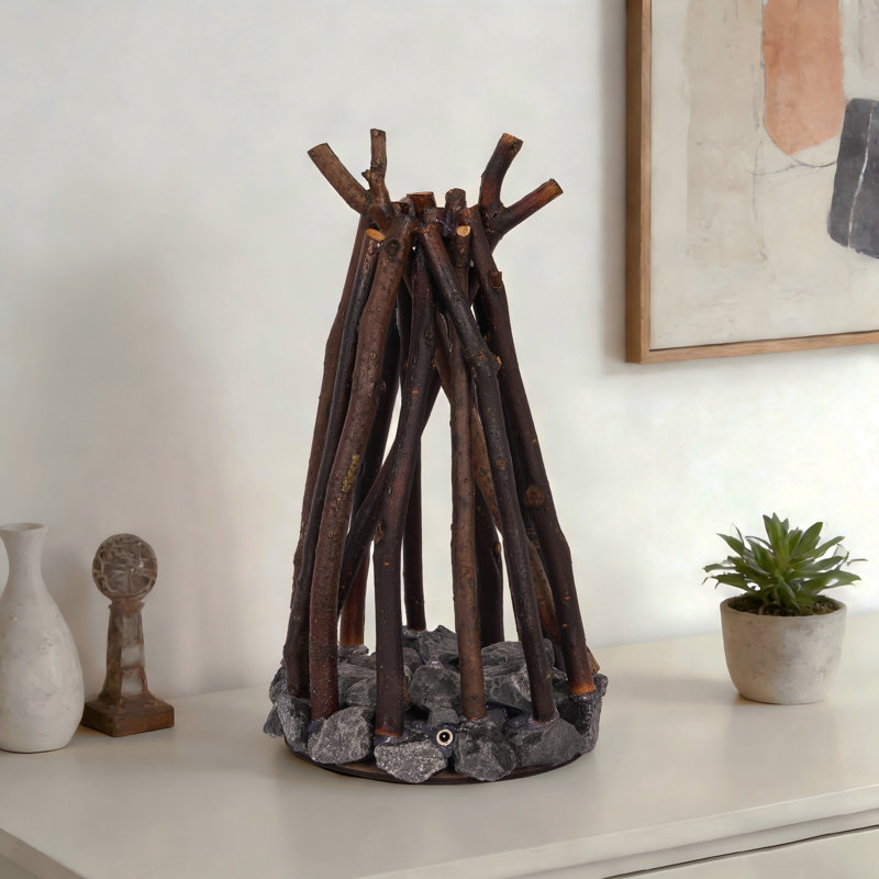 5" Rustic Campfire Table Lamp With White Noise & 3 Lighting Modes (Touch Switch, Usb Powered, Rechargeable Battery Included)
