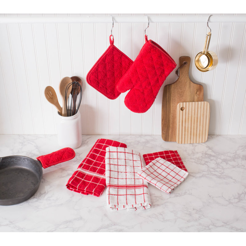 Cerca Waffle Dish Cloth Kitchen Towel, Red