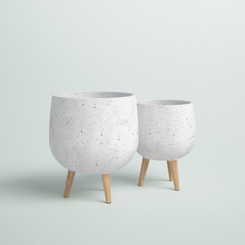 Ensemble de pots à fleurs en argile 2 pièces Anouk, Blanc