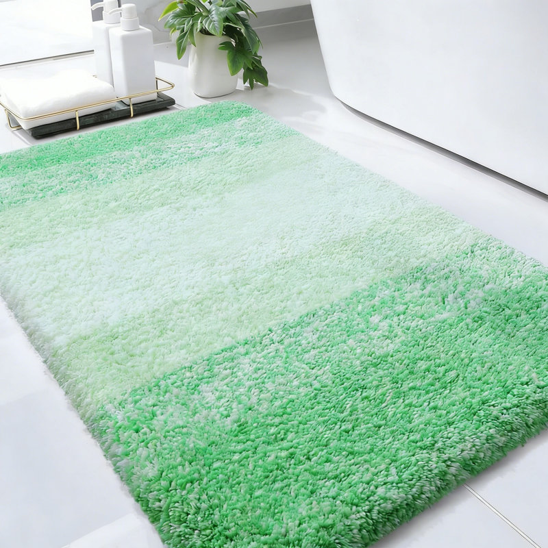 Tapis de salle de bain 36 po x 24 po, microfibre très douce, envers en caoutchouc, séchage rapide, lavable à la machine, vert