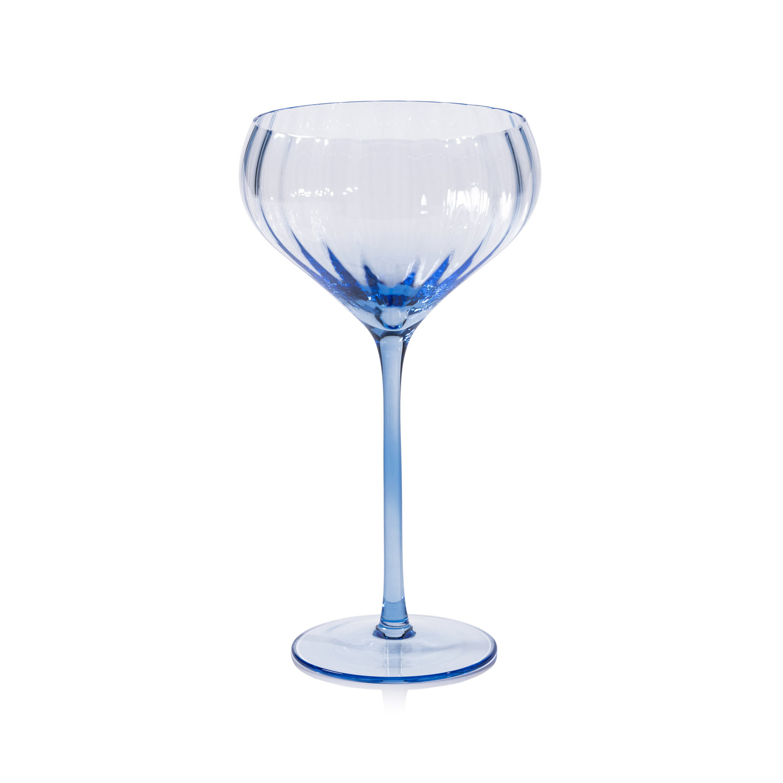Boulder Ribbed Coupe Glass, Blue