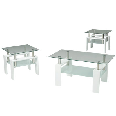 Odelia 3 - Piece Glass Top Living Room Table Set