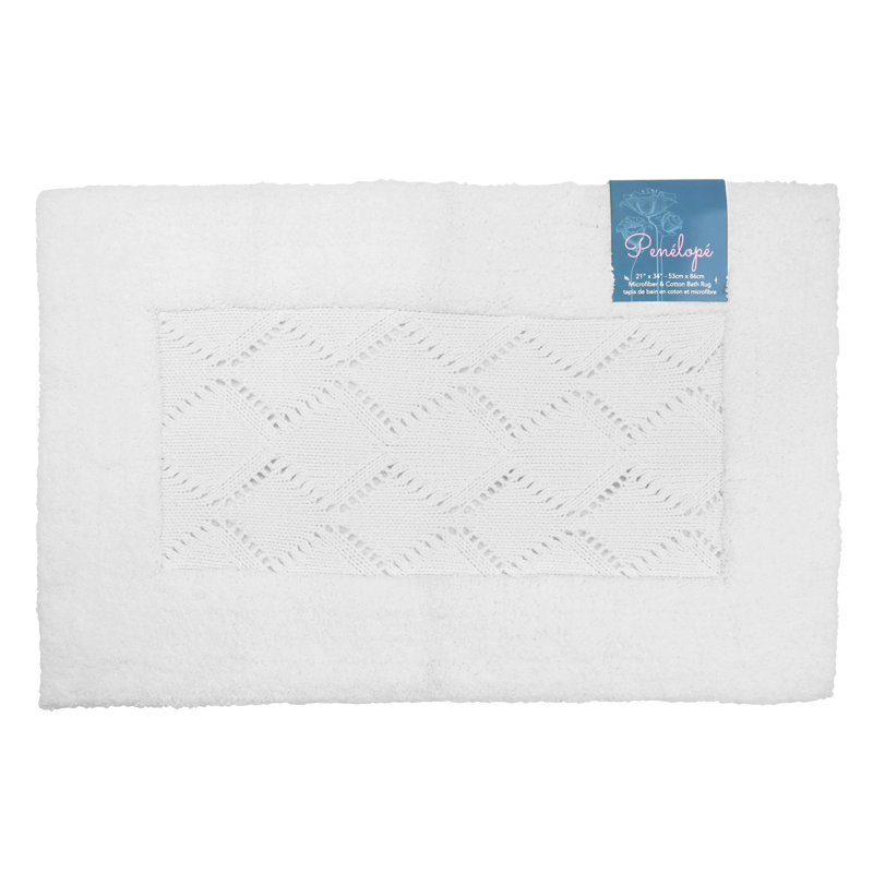 Tapis pour salle de bain Jakaiden, Blanc