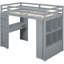 Lit mezzanine simple gris avec tablettes bien agencées, bureau et DEL-121104095-121104096
