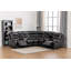 Canapé modulaire inclinable électrique en cuir Vegan de 96,8 po de largeur avec console et porte-gobelet-1030014584