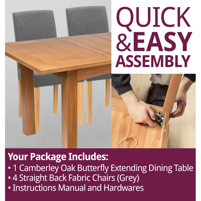 Sorrento 4 - Person Extendable Solid Oak Dining Set, Grey