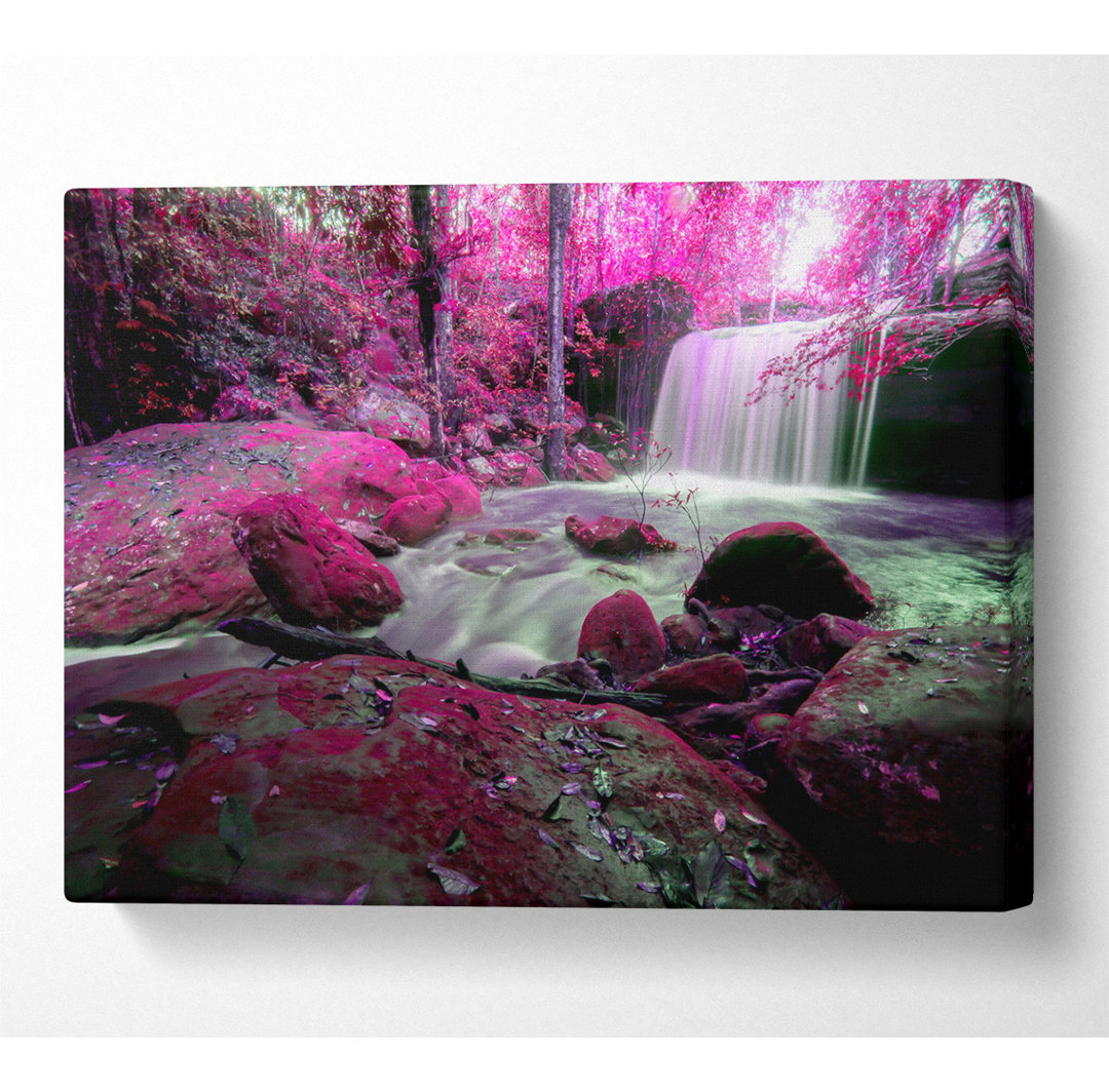 Pink Blossom Waterfall - Kunstdrucke auf Leinwand ohne Rahmen