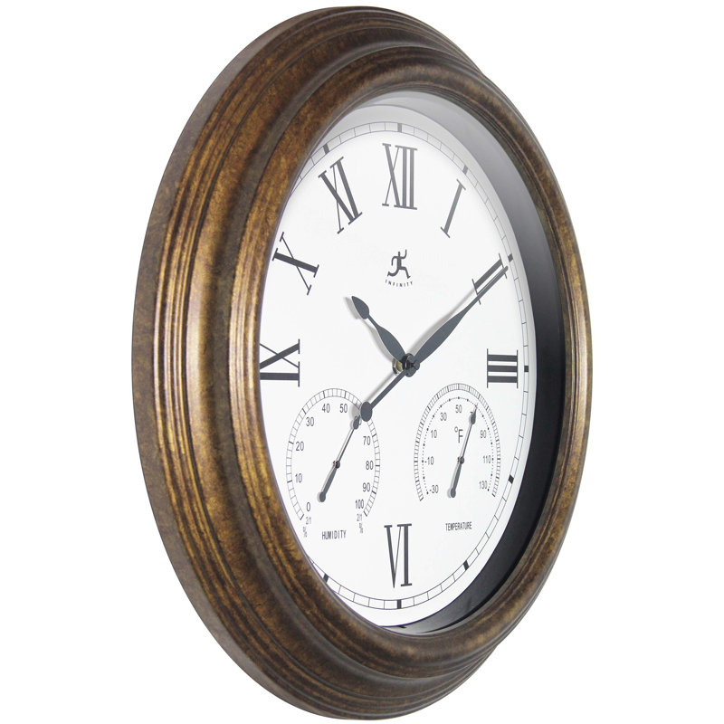Horloge murale intérieure / extérieure Noble, or antique, 18,5 po