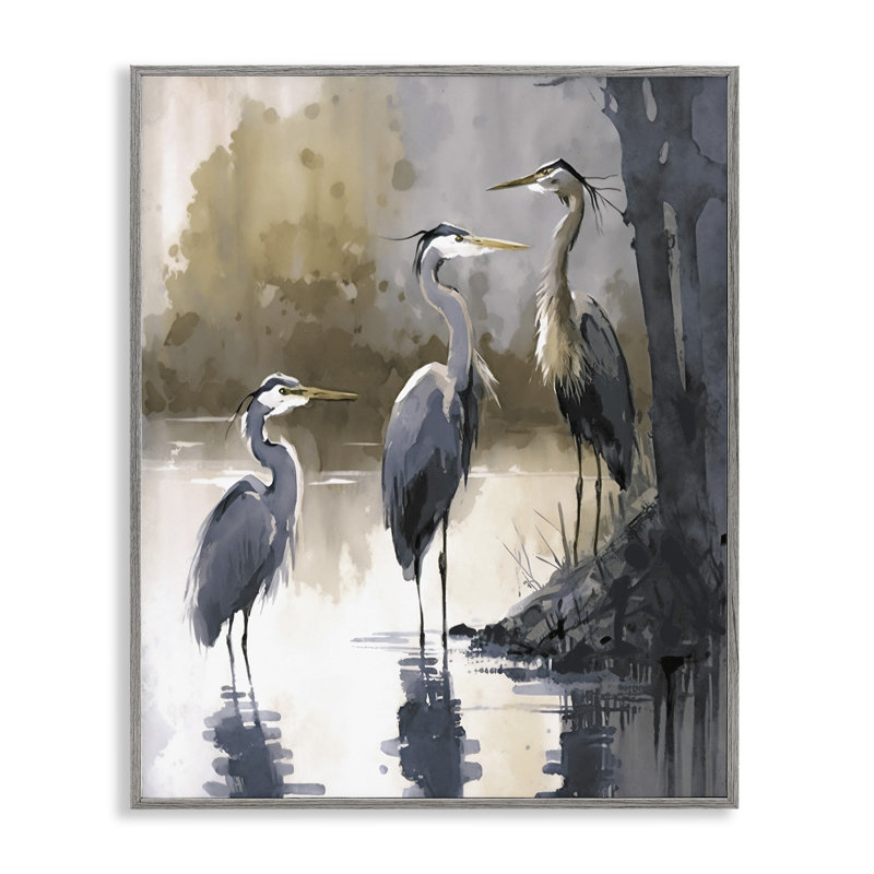 Az-183-encadré vue sur le lac Herons par Ray Powers, H 20 po x l 16 po x P 1,5 po, Estampe numérique Farmhouse