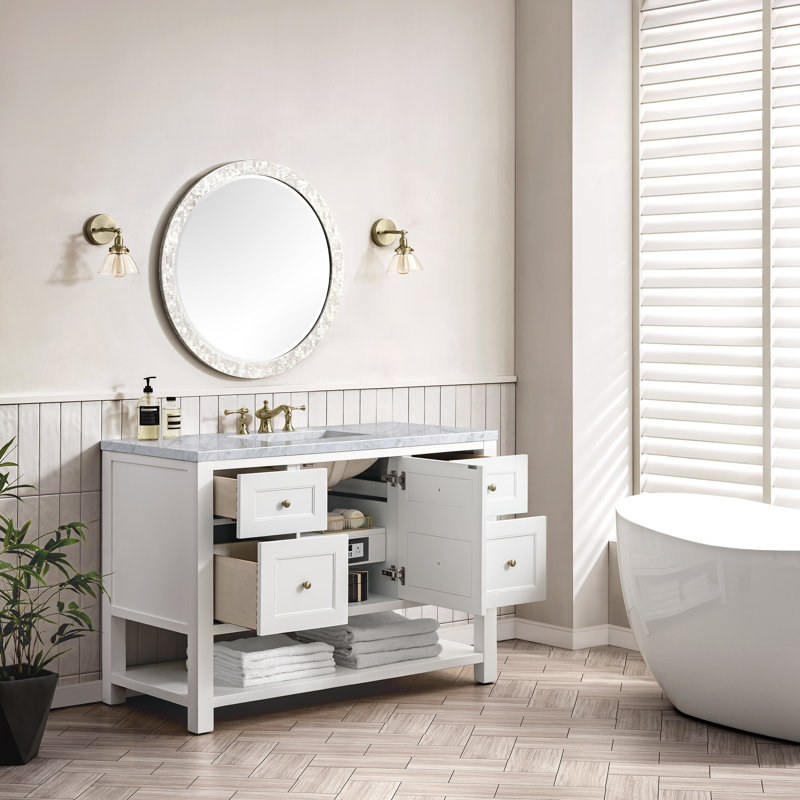 Breckenridge 36'' W Single Vanity, Bright White, Carrara White, 8" Widespread
