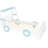 Twin Car Bed With Blue And White Color Pattern, Storage For Books Nighttime Gear, Low Platform Easy Climb, Comfortable Sleep & Look, Stuff, Independent Movement, Secure Setup-2011402465