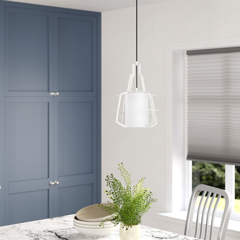Luminaire suspendu géométrique 1 lumière Taryn, Blanc
