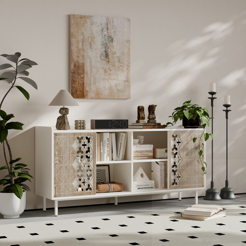 Modern tv stand with 2 sliding Doors and sturdy legs