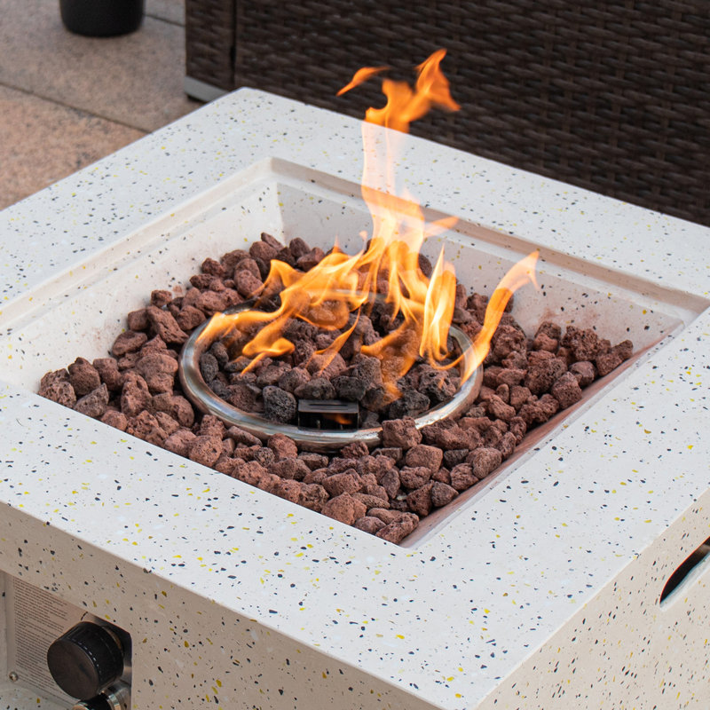 Foyer de table d'extérieur au propane en oxyde de magnésium H 12 po x l 28 po
