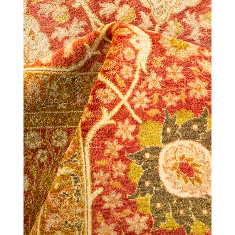 Tapis unique noué à la main Sharonica - orange, 6 pi 1 po x 9 pi 0 po