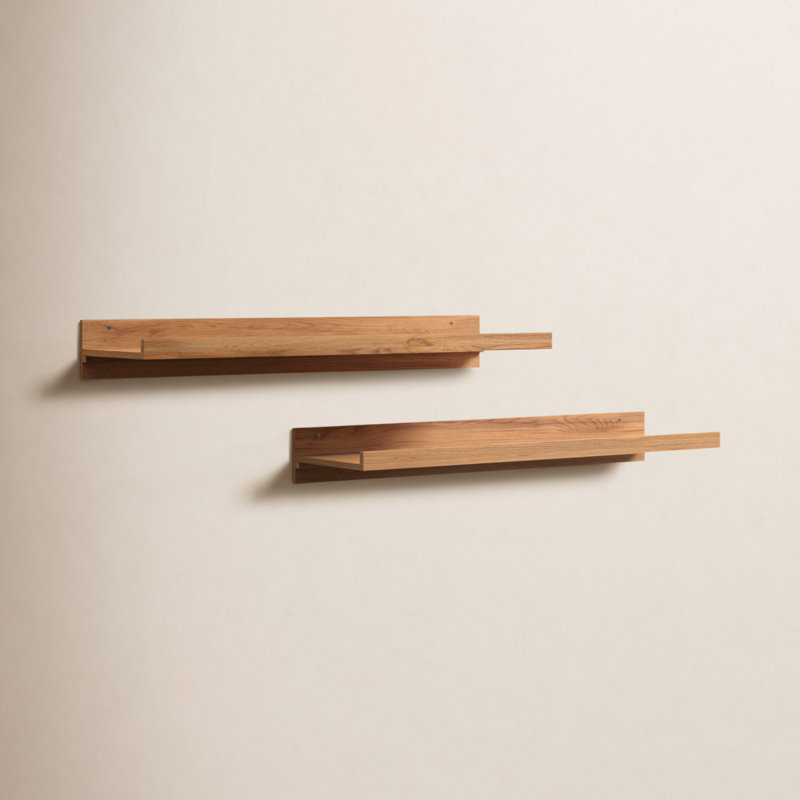 Tablette flottante en bois de pin massif de 2 pièces Calhern, Noyer foncé, H 4,25 po x l 36 po x P 10 po