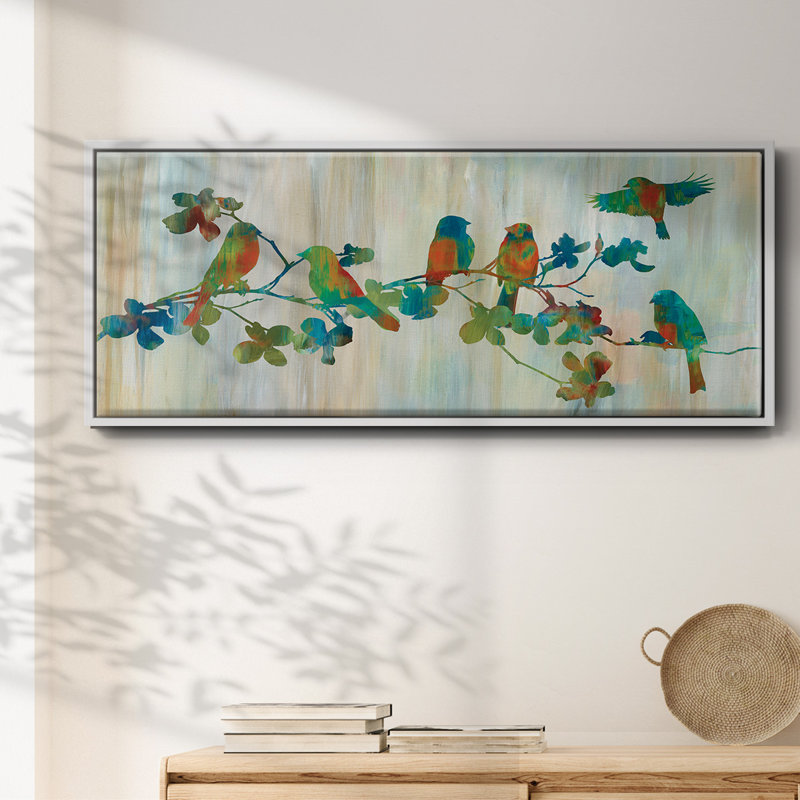 Oiseaux sur une branche - toile encadrée, H 8 po x l 20 po
