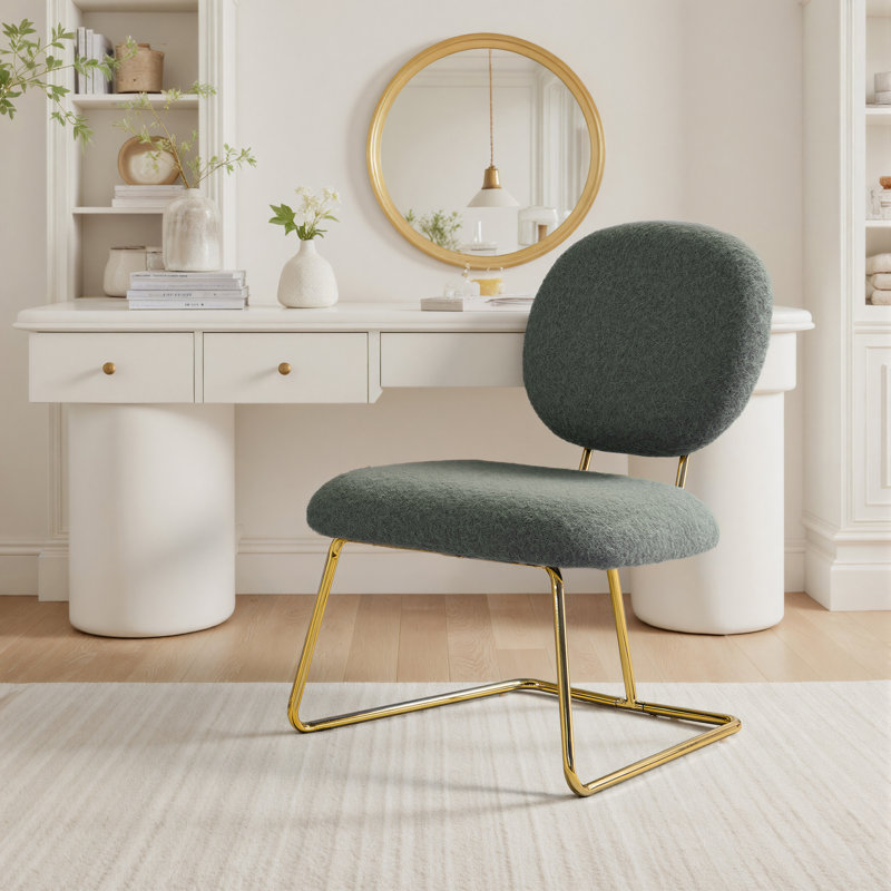 Striking Armless Accent Chair, Black Polyester