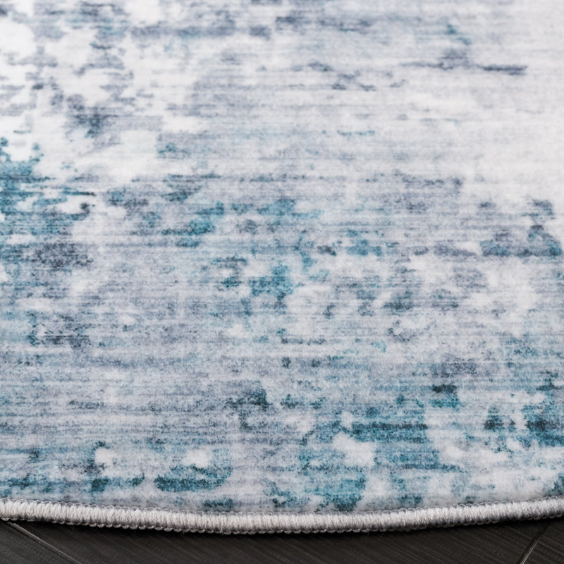 Santa Monica Performance Machine Washable Abstract Rug, Round 6'