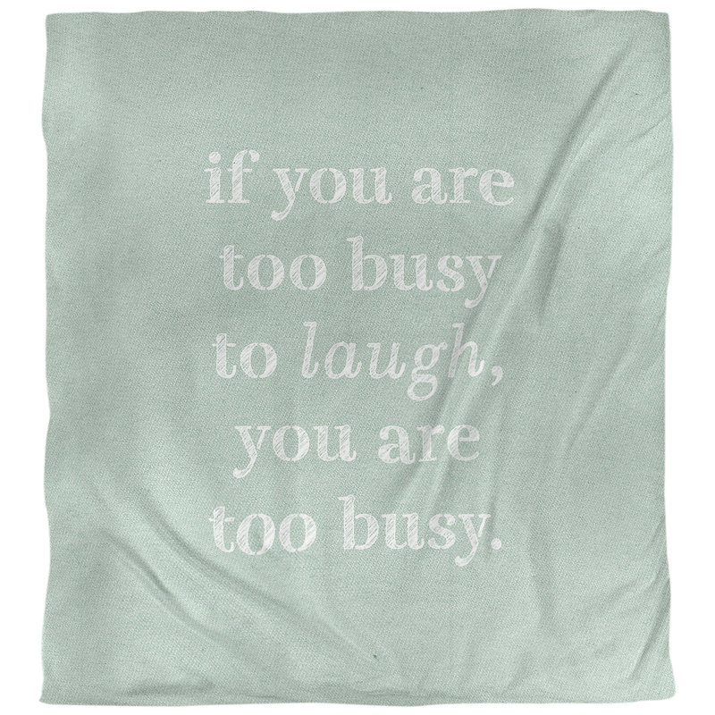 Housse de couette réversible Quotes Handwritten Make Time for Laughter, Housse de couette pour très grand lit, Vert / blanc