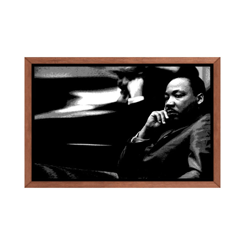 Martin Luther King - reproduction de photo, H 40 po x l 60 po x 1,5 po, Toile avec cadre en bois classique