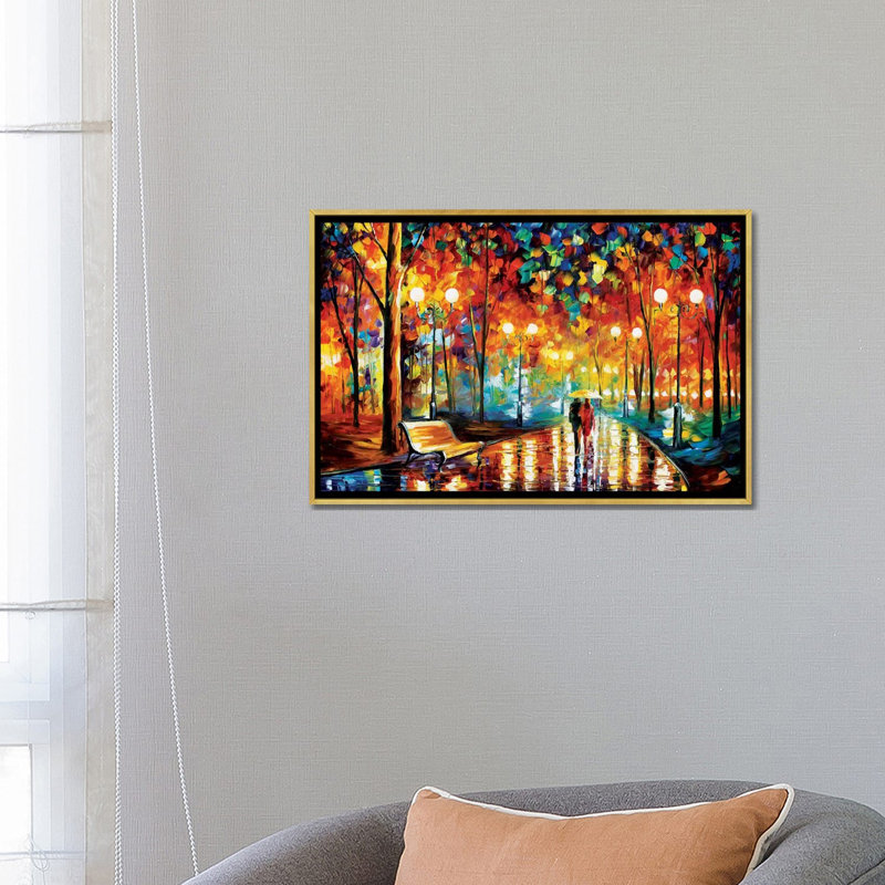 «Rain's Rustle II», reproduction d'art sur toile tendue, H 16 po x l 24 po, Papier dans un cadre flottant, Gold