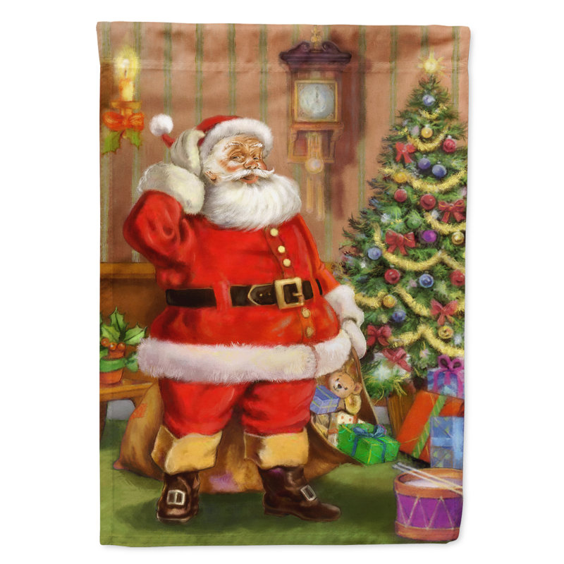 Drapeau de jardin à 2 côtés pour père noël de noël par arbre, H 40 po x l 28 po