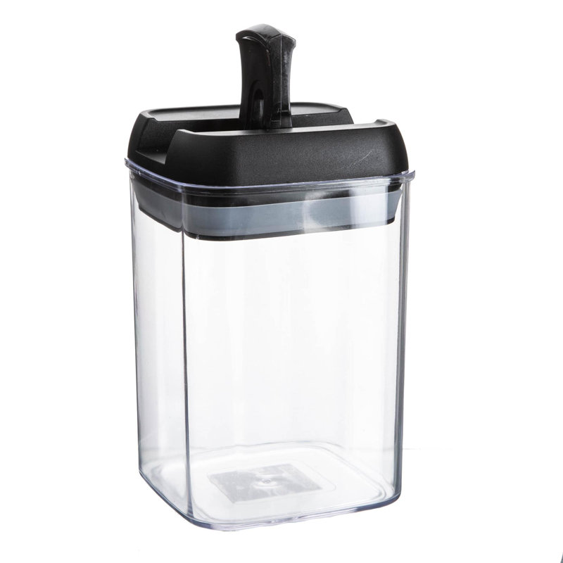 Argon Tableware - Food Storage Containers with Flip Lock Lid - Set of 6, 15.5cm H x 10cm W x 10cm D, Black