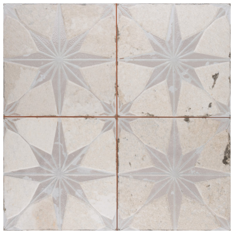 Kings 18" x 18" Ceramic Patterned Wall & Floor Tile, White