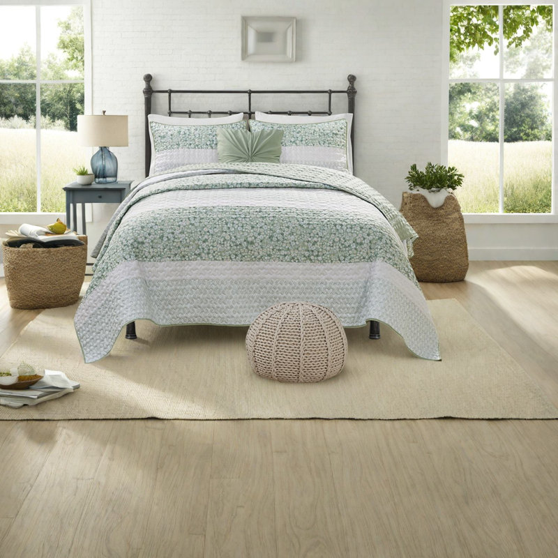 Élégante literie 4 pièces en polyester, style maison de campagne pour la maison