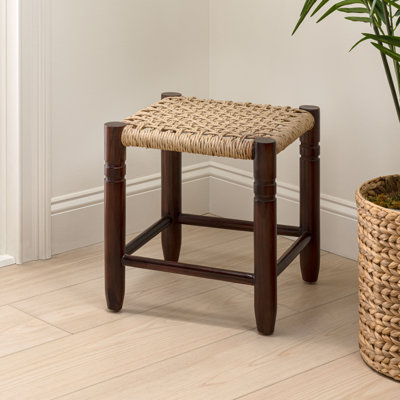 Tabouret d'appoint décontracté en bois de teck fabriqué à la main de 15,75 po Columnar